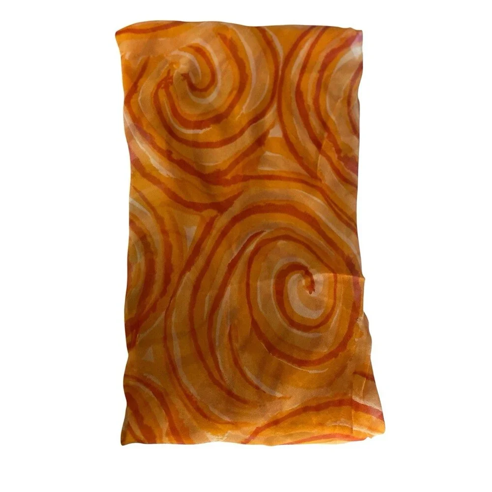 Vintage 60s Vera Neumann Scarf Orange Silk Infinity Circle Mod Psychedelic